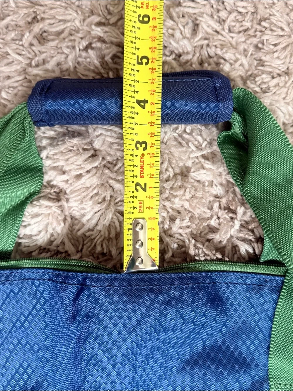 Nautica Blue and Green Trim XL Wide Tote Bag with Zipper